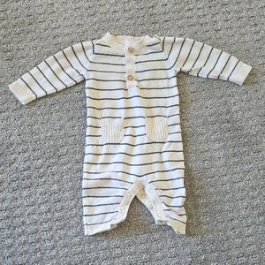 Carters Cream and Navy Stripe Knit One-Piece | NB